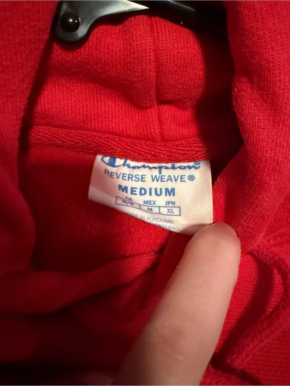Champion Red Hooded Pullover with Embroidered Logo